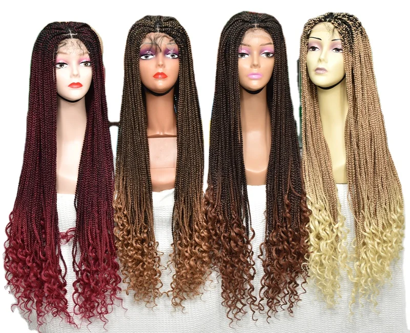 Long Length Synthetic Hair Extensions Lace Wig Braid Wig Color Braid Wig for Black Women