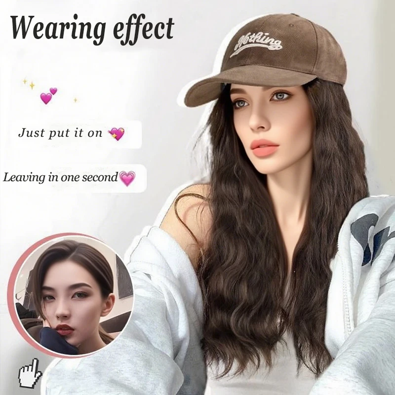 LUPU женская бейсболка с ремешком для наращивания волос, термостойкий синтетический 16-дюймовый регулируемый вьющийся парик, подходит для девочек