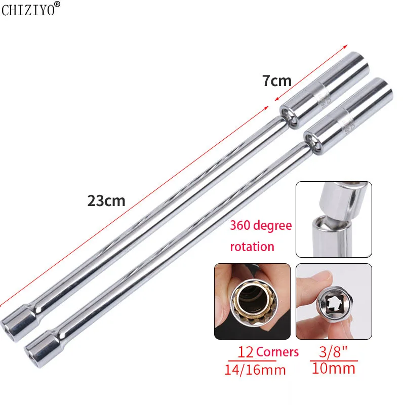 

Extended Universal Joint Magnetic Spark Plug Sleeve 14/16mm Wrench 3/8" Drive 12 & 6 Point Thin Wall Car Removal Tool