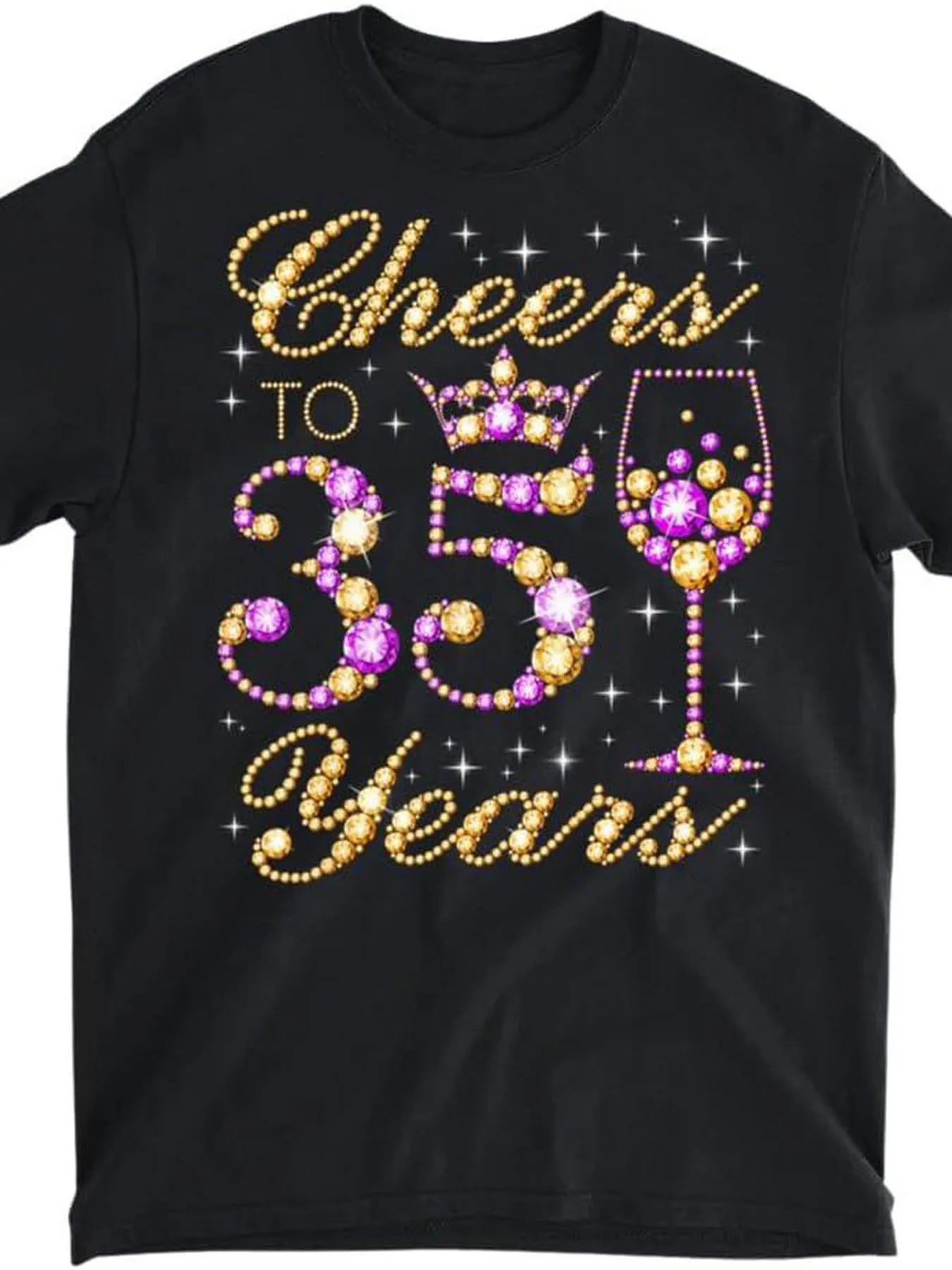 

Cheers to 35 Years Old Queen 35th Birthday Party T-Shirt Black