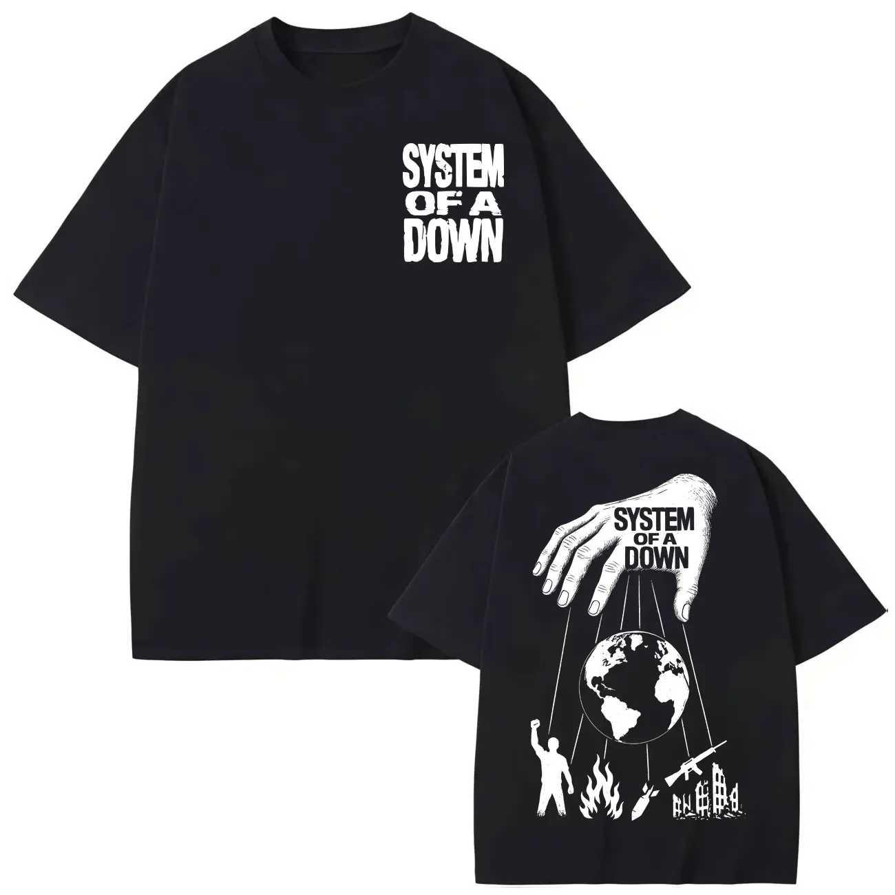 

System of A Down Double Sided Print T Shirt Men Women Clothing Rock Fashion T-shirts High Quality Cotton Short Sleeve T-shirt