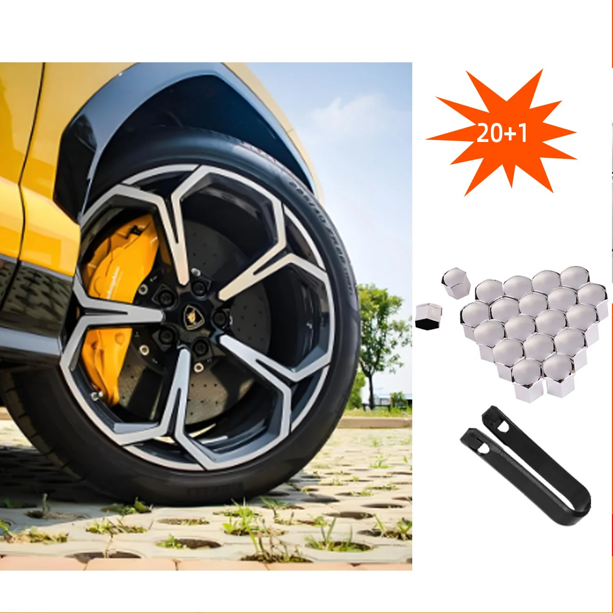 20Pcs Car Wheel Nut Caps Auto Hub Screw Cover 17mm 19mm 21mm Bolt Rims Exterior Decoration Special Socket Protection Dust Proof