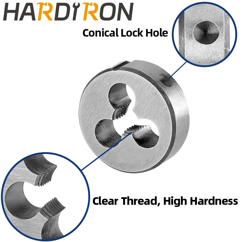 Hardiron torneira e morre ajustado, M1.6 x 0,35, mão direita, linha da máquina, redondo morre