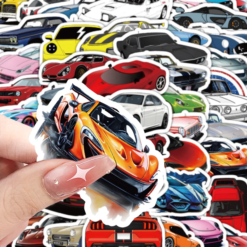 60PCS Car Stickers Cool Racing Sports Car Cartoon Sticker Kids Toys Decoration DIY Fridge Luggage Laptop Phone Guitar Decals