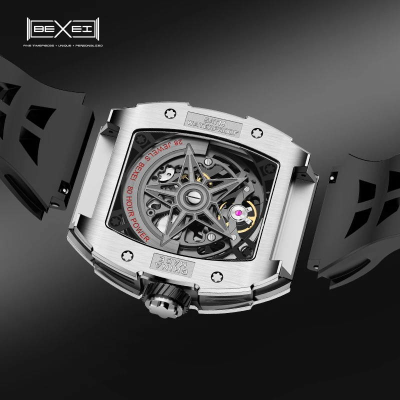 Haofa 9801 Skull Series Man Watch Automatic Mechanical Skeleton Movement Stainless Steel Watches for men Luminous Fashion