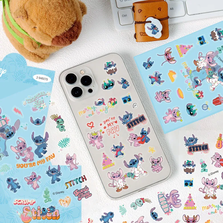 2PCS Lilo Stitchโปร่งใสสติกเกอร์สัตว์เลี้ยงDisney DIYไดอารี่แล็ปท็อปสเก็ตบอร์ดGraffiti Decalsสนุกของเล่นคลาสสิก
