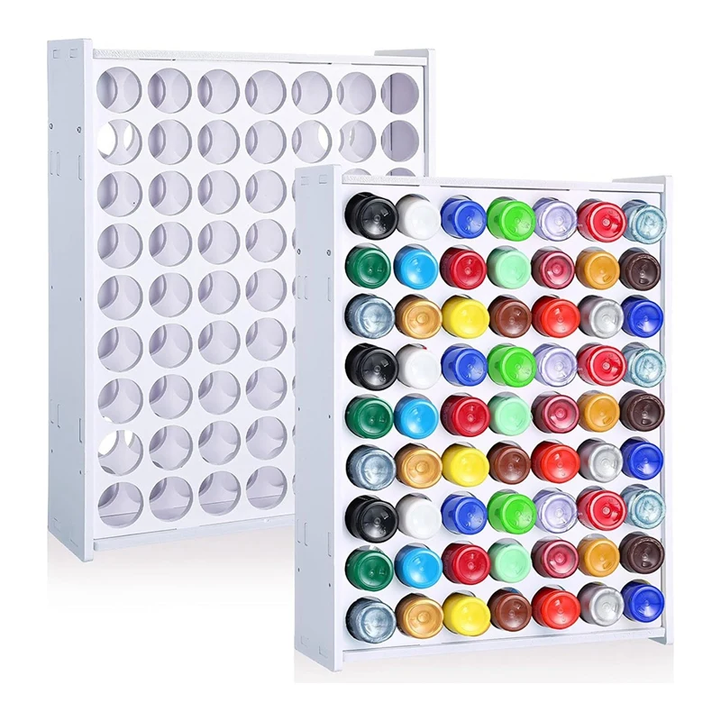 

63 Holes Craft Paint Storage Organizer Vertical Paint Rack Stand Wall Mounted Paint Organizers For Artsupplies