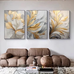 Gold And Silver Leaves Modern Nordic Art Canvas Print Painting Poster Living Room Bedroom Porch Sofa Background Home Wall Decor