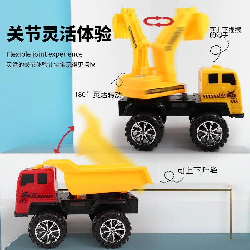 Large excavator toy Construction Toys Truck Die-cast Vehicle Transporter Car Set inertial Excavator Truck Backhoe for Kids Gift