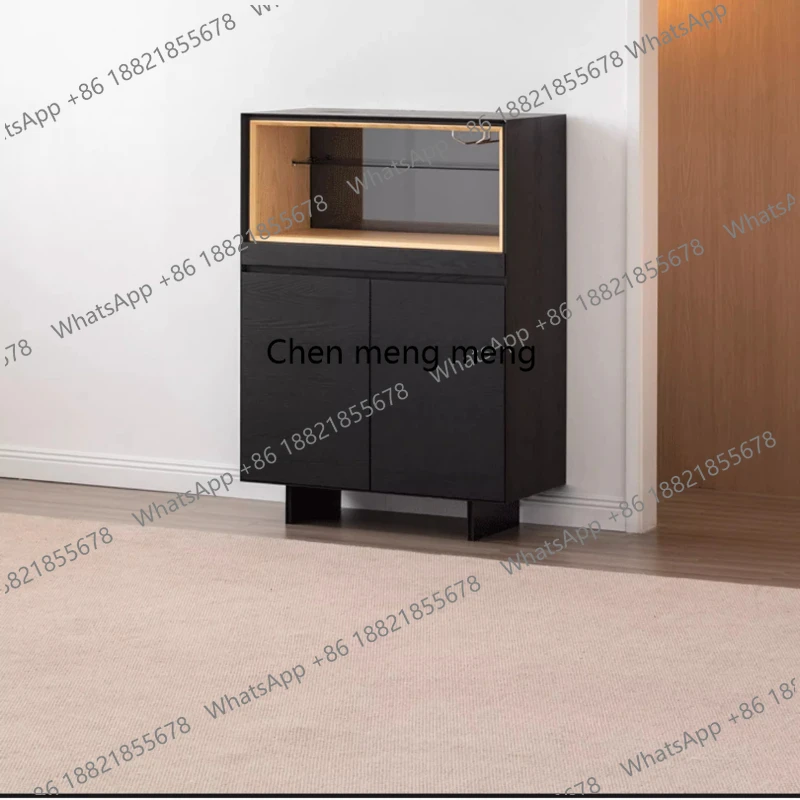 

Display cabinet Wine cabinet integrated against the wall Tea black Meal side porch Display cabinet