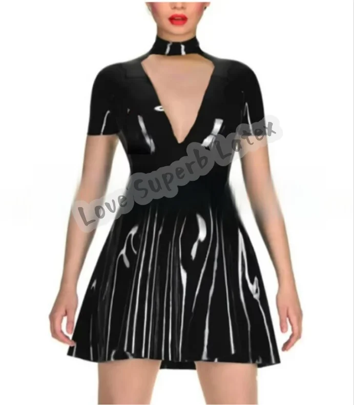 

women's rubber latex dresses with back zip