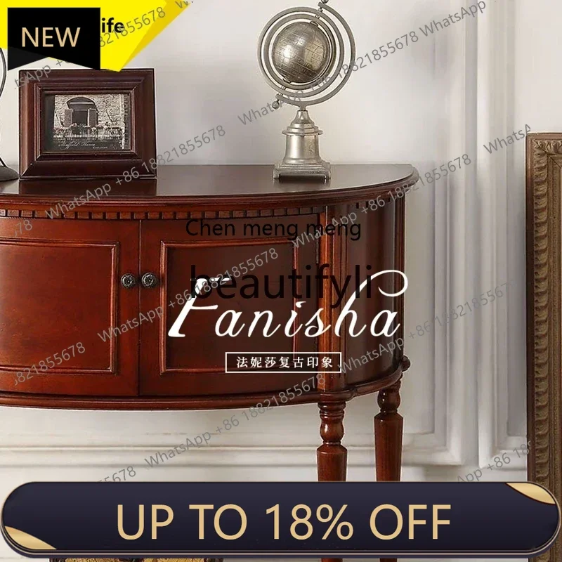 

P178 American Style Entryway Cabinet, Light Luxury French Semi-Circular Arc Vintage Hallway Decorative Cabinet