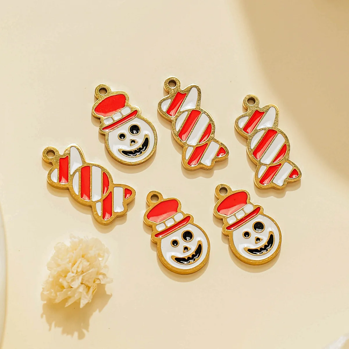 

5 шт., подвески из нержавеющей стали с капающим горячим маслом, рождественские конфеты, ожерелье, серьги, браслет, разъемы, изготовление ювелирных изделий своими руками