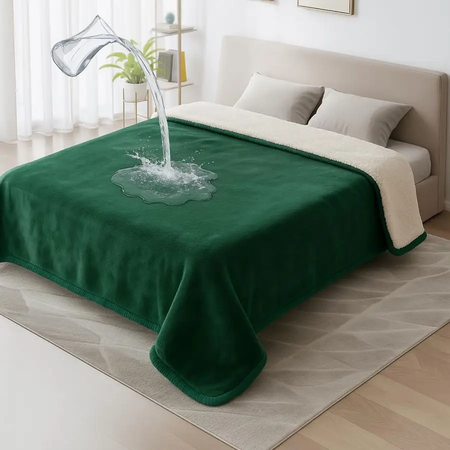 

Gray Blanket for Dog Cat Puppy, 80 x 80 Double Side Leakproof Reversible Double Side Sherpa Flannel Fleece 3 Layer Lightweight B