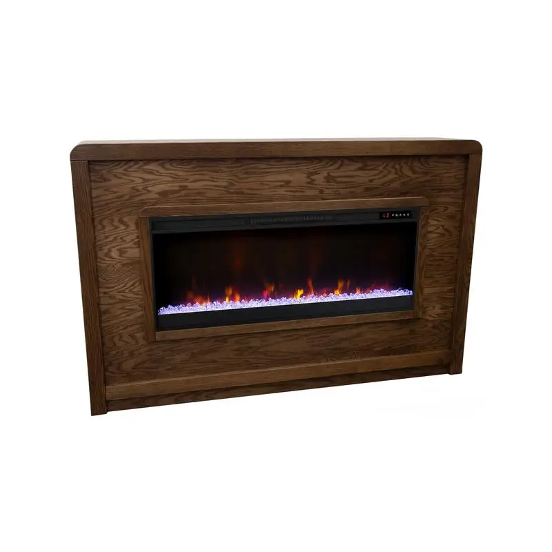 رف مدفأة مقاس 62 بوصة، مجموعة بسيطة، لمسة نهائية من خشب البلوط بوربون، مثالية لديكور غرفة المعيشة، تصميم أنيق، متين وأنيق #4