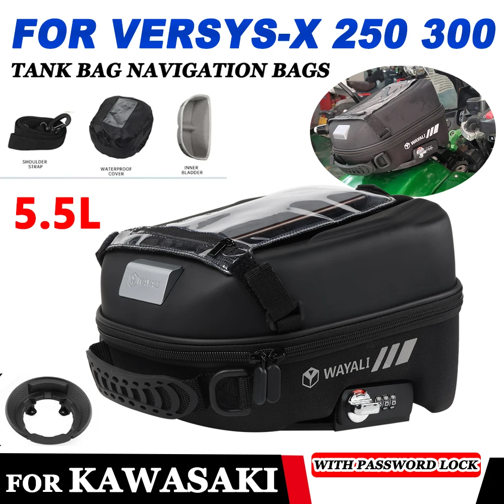 Motorcycle Tank Bag Luggage Tanklock Storage for KAWASAKI VERSYS-X 250 300 VERSYS X300 X250 2014 - 2022 2023 2024 Accessories