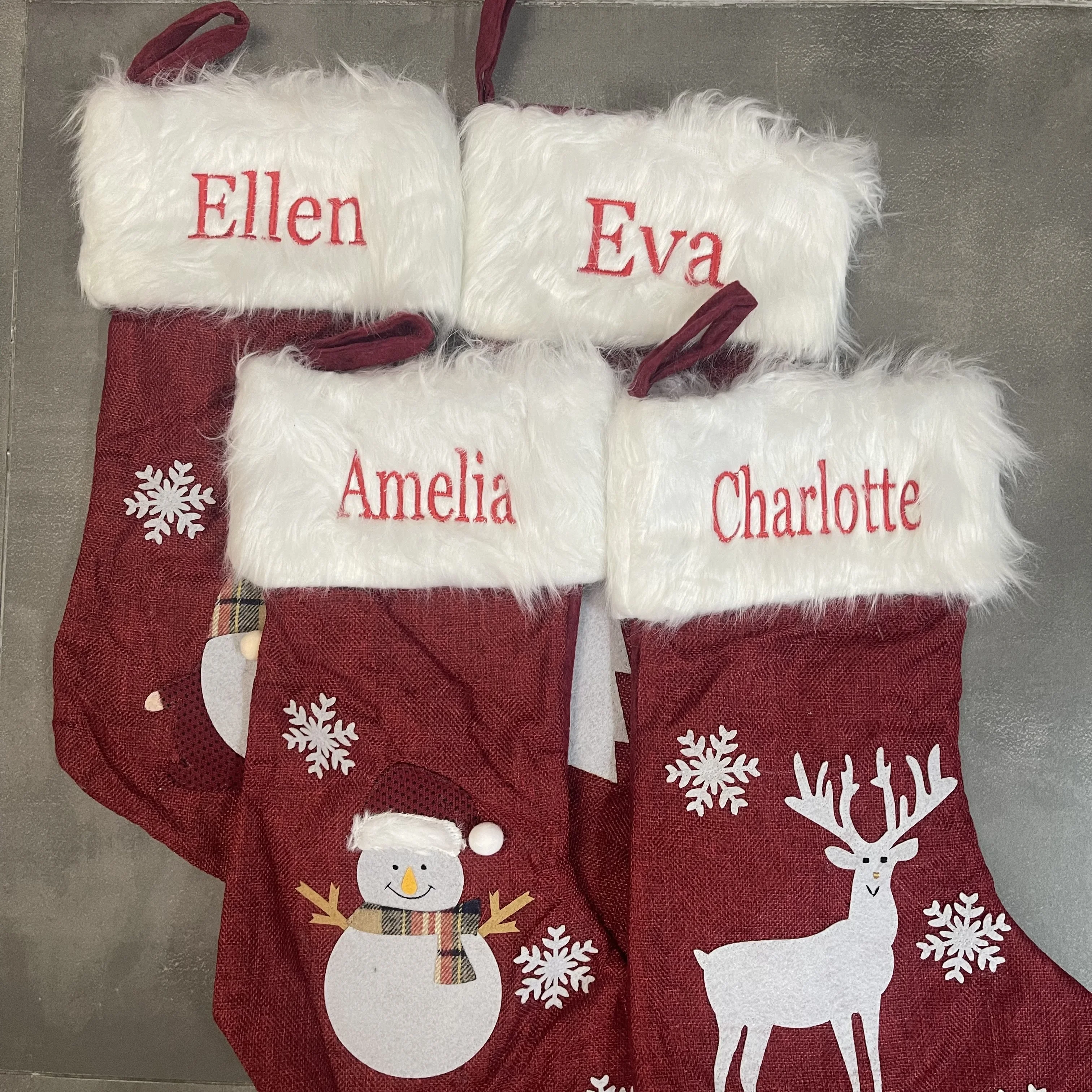 

Personalized Embroidery Name For Christmas Lighting Customized Christmas Socks Christmas Pendants Children's Christmas Candy Bag