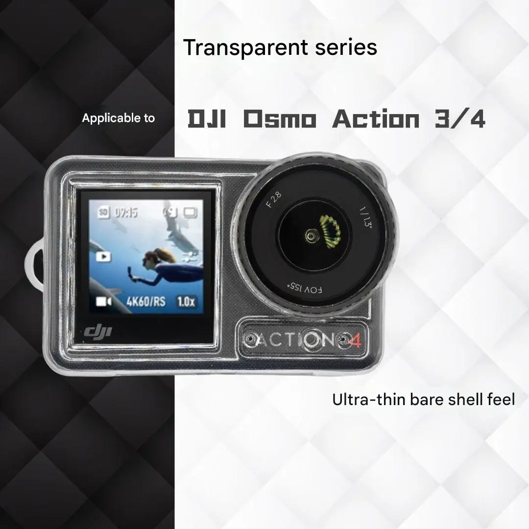 For DJI Osmo Action 3 4 Transparent Case Housing Protective White Grey TPU Shell Protector For Dji 3 Action4 camera Accessories