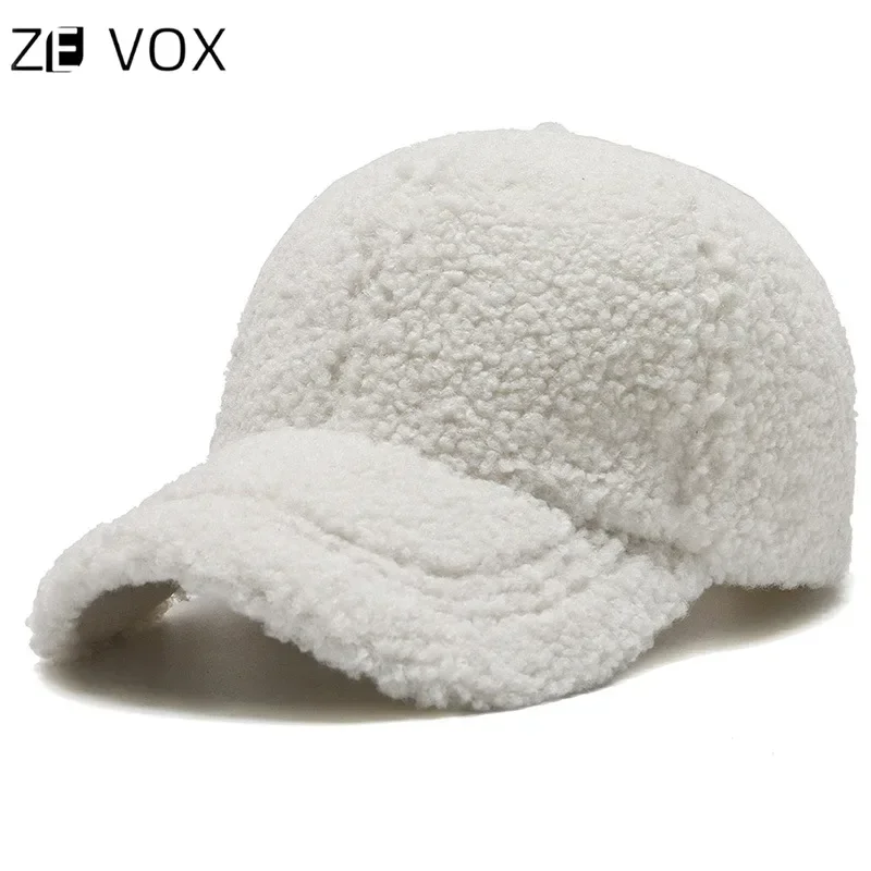 Winter Hat for Women Thick Wool Adjustable White Sherpa Baseball Cap for Girl 2023 Ladies Keep Warm Teddy Fashion Design