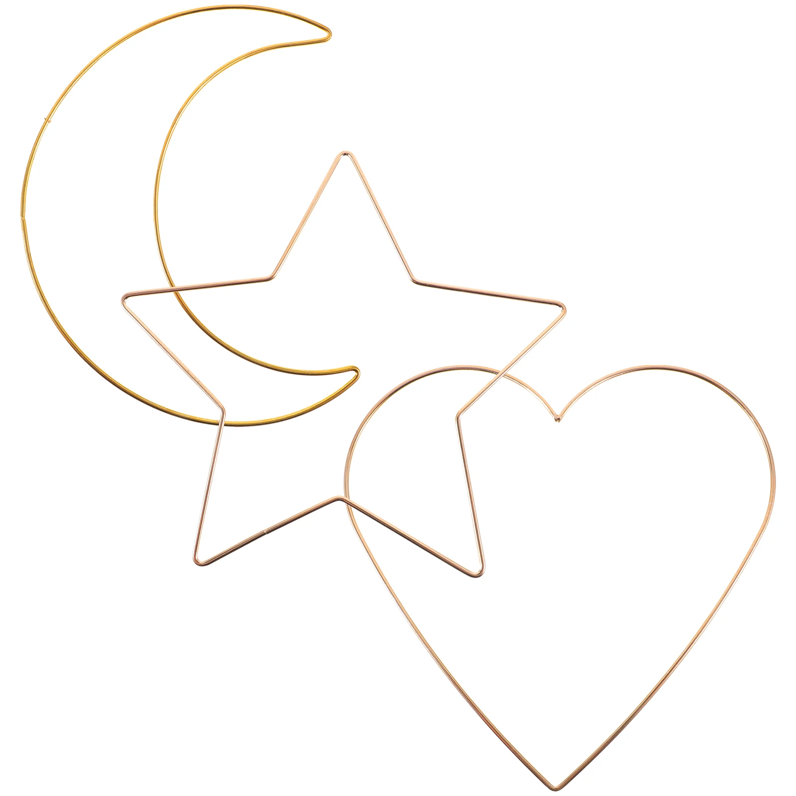 

3pcs Dreamcatcher Diy Iron Rings Moon Star Heart Hoops Lightweight Metal Circles For Crafts Wreath Making Macrame Creations Wall