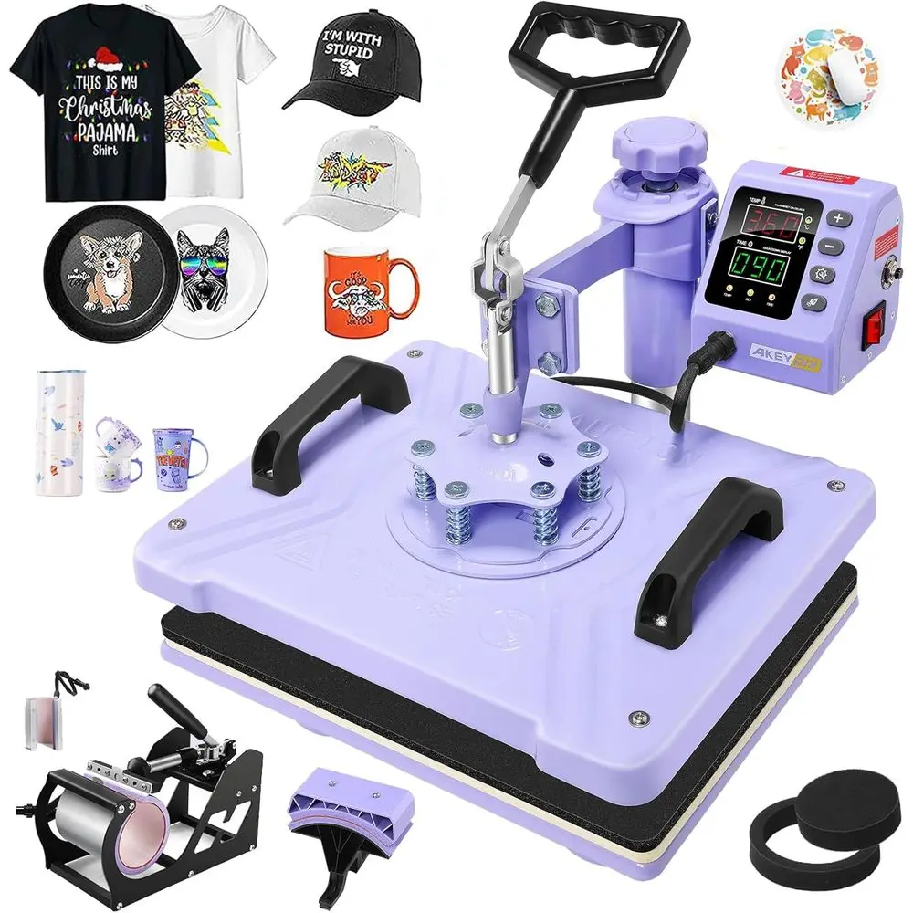 

5 в 1 термопресс для футболок Профессиональный распашной термопресс Цифровой комбинированный рубашка 12 x 15, вращающийся на 360 градусов