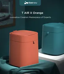 TOWNEW T Air X Orange Self Sealing Trash Can 3.5 Gallon Automatic Garbage Can with Motion Sensor and Handle