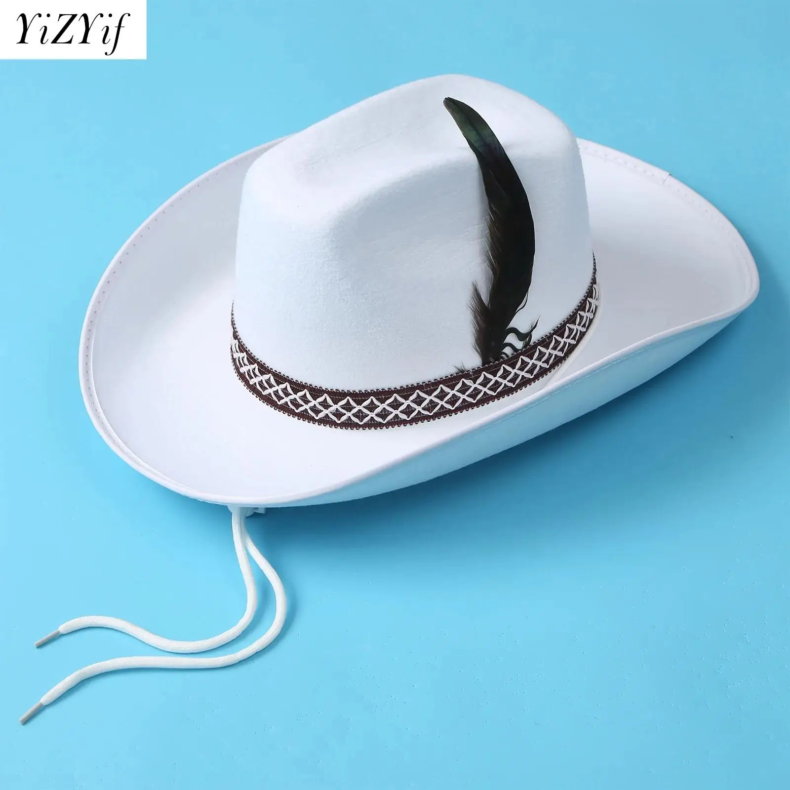 

Unisex Western Cowboy Hat Vintage Big-edge Gentleman Cowgirl Jazz Hat Photo Halloween Cosplay Costume Church Sombrero Hombre Cap