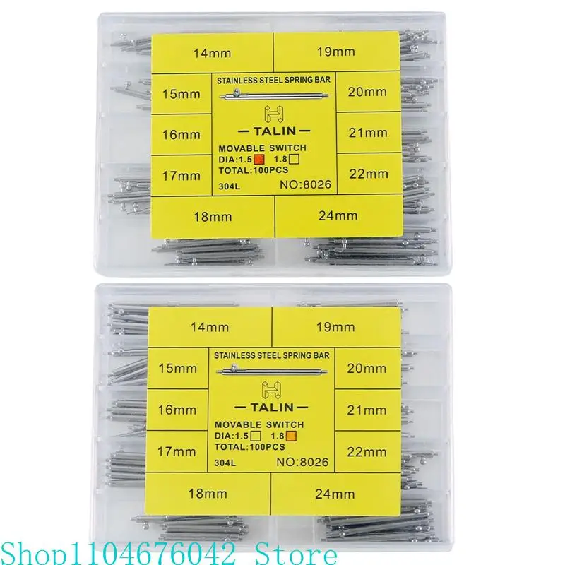 

5asd Upgraded Watch Pins Heavy Duty Spring Bar Thickness 1.5/1.8mm Stainless Steel Watch Band Pins 14-24mm Watch Repair Tool