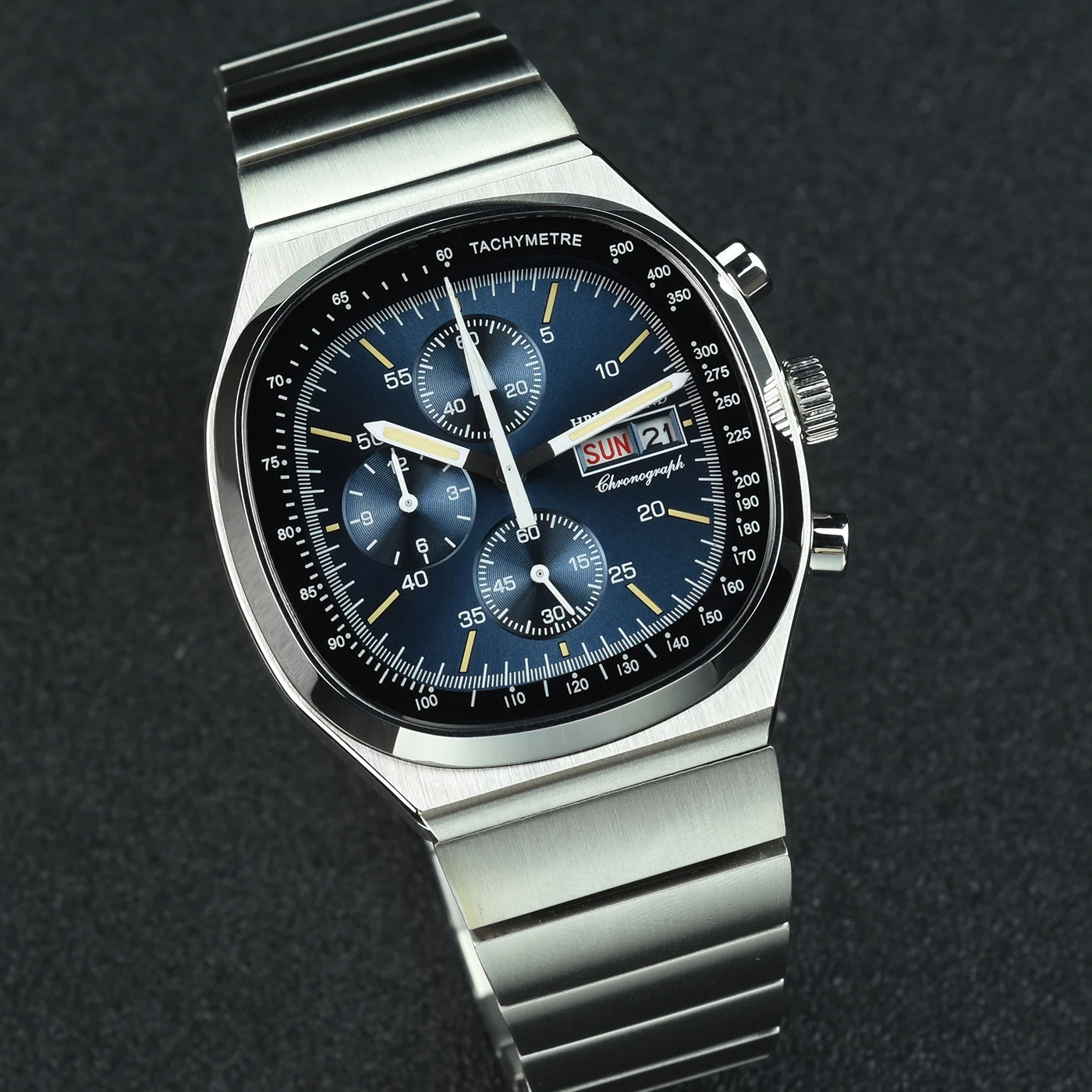 

HRUODLAND Classic Chronograph Men Watches Sapphire Crystal Tachymeter Bezel Stainless Steel Luminous Vintage Quartz Wristwatch