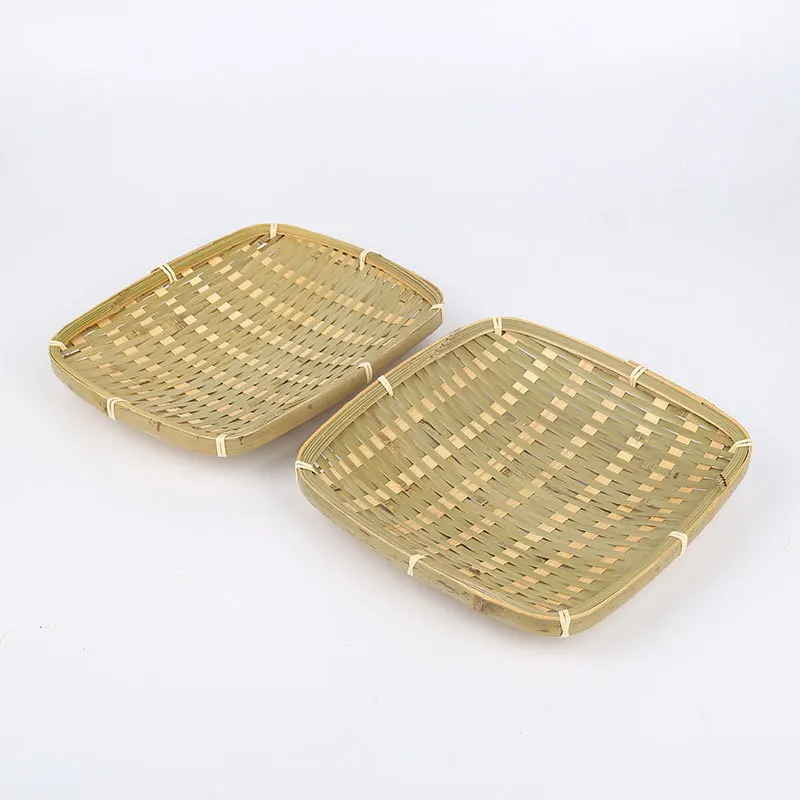 Bamboo handicrafts square bamboo fruit plate handmade weaving environmental protection and hygiene