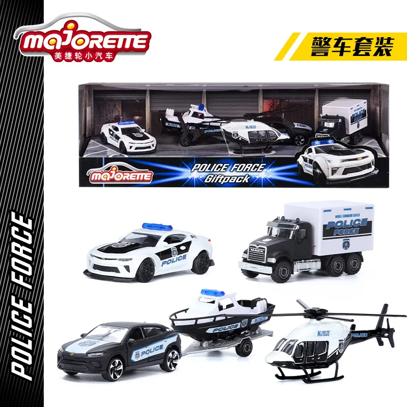 

Majorette 1/64 Police Force Giftpack airplane Diecast Model Car Kids Toys Gift