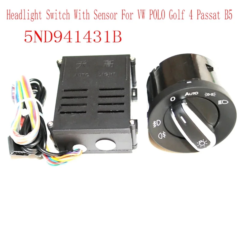 5ND941431B Car Headlight Switch With Sensor Light Adjustment Switch Replacement Parts Accessories For VW POLO Golf 4 Passat B5