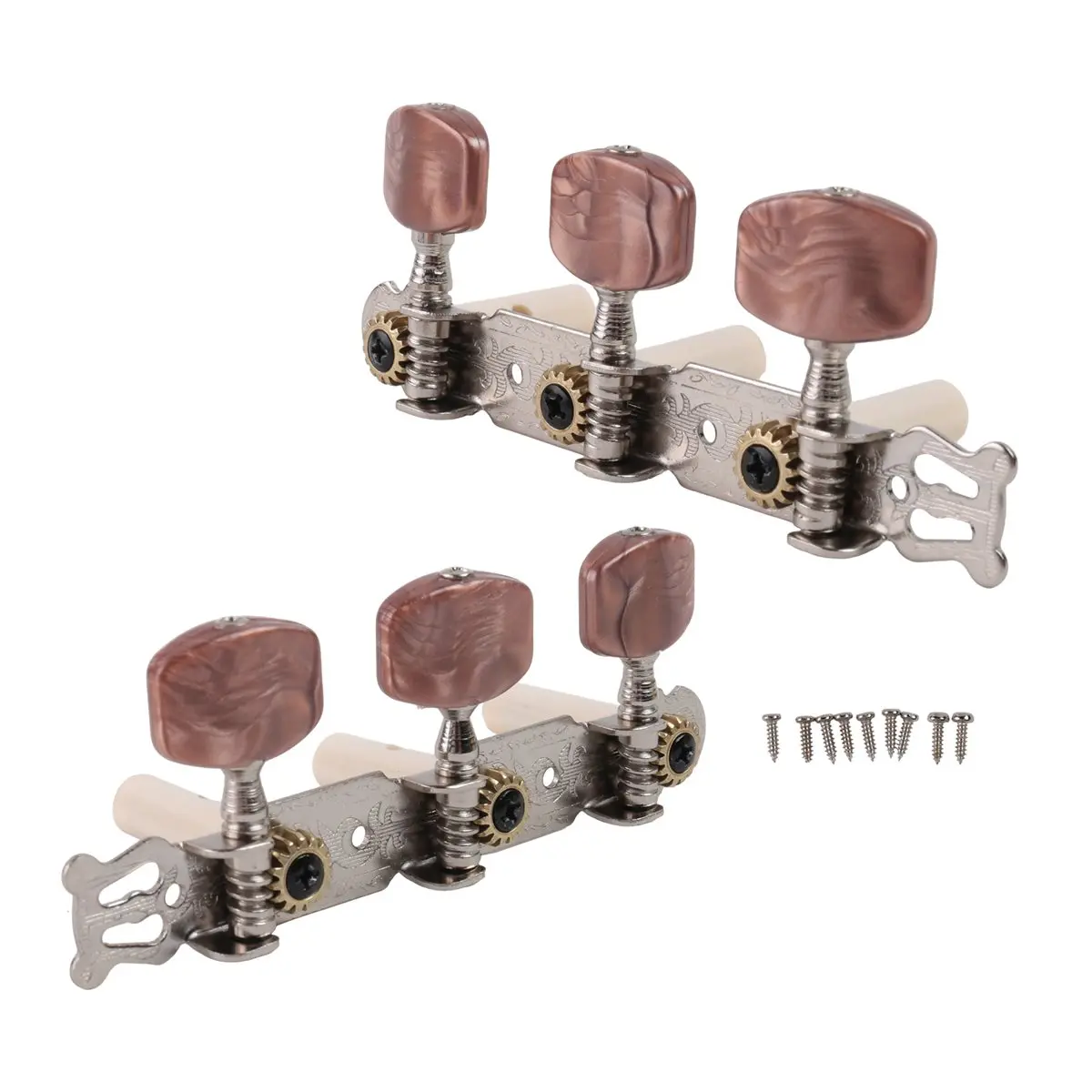 ABJA 2Pcs 1:15 Classical Silver Guitar Tuner Tuning Machine Heads Keys Pegs for Guitar Parts