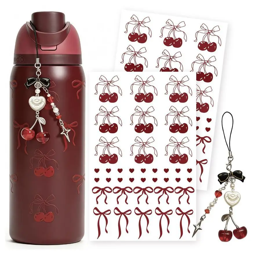 For Owala FreeSip 243240oz and Kids Black Cherry for Owala Water Bottle Sticker Set Accessory