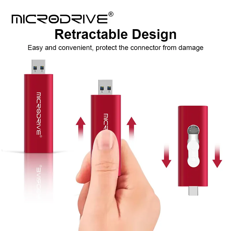 Флешка USB 3.0 128 ГБ 64 ГБ OTG 2IN1 32 ГБ TYPE-C Push and Pull Pen Drive Диск памяти