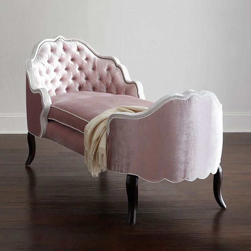 American sofa chair fabric lazy solid wood beauty couch clothing store light luxury furniture bedroom chaise longue sofarecliner