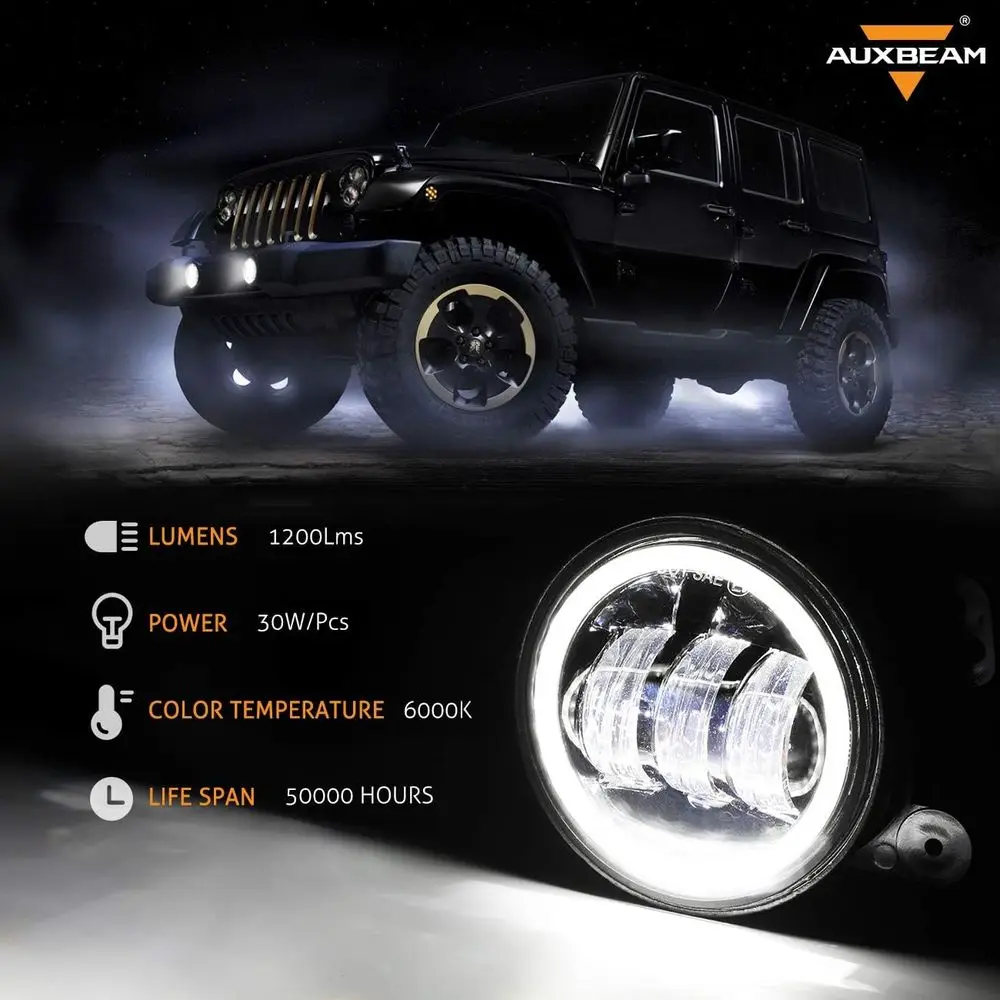 Fendinebbia a LED da 60 W con DRL ambrato e indicatori di direzione, approvato DOT per Jeep Wrangler JK Rubicon Unlimited 4 Round 2007-2018