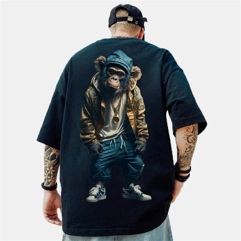 Summer Hip Hop Monkey Graphic T-shirts Men O-Neck Short Sleeve T shirts Men Oversize Cool 3D Print Loose Fit Men\'s Clothing