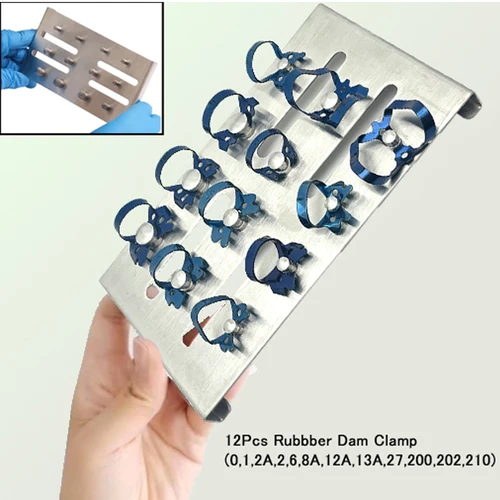 1 Juego de abrazaderas de dique de goma para endodoncia Dental, Clips restauradores, abrazadera de dique, soporte de bandeja de acero inoxidable Dental, equipo de dentista