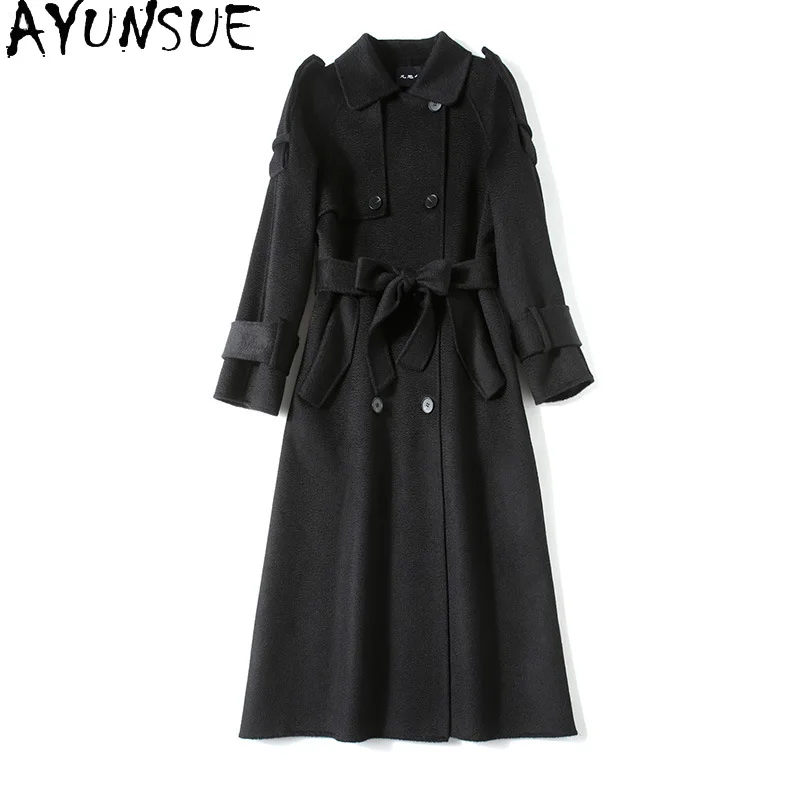 

Шерстяные пальто AYUNSUE для женщин, осенне-зимняя куртка, стильные топы с длинными рукавами для женщин, стильное элегантное пальто, женская одежда, новинка.