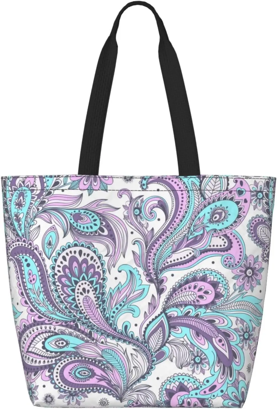 

Blue Teal Purple Aramid Paper Tote Bag With Zipper Pocket, Reusable Shopping Bag, Lightweight & Waterproof