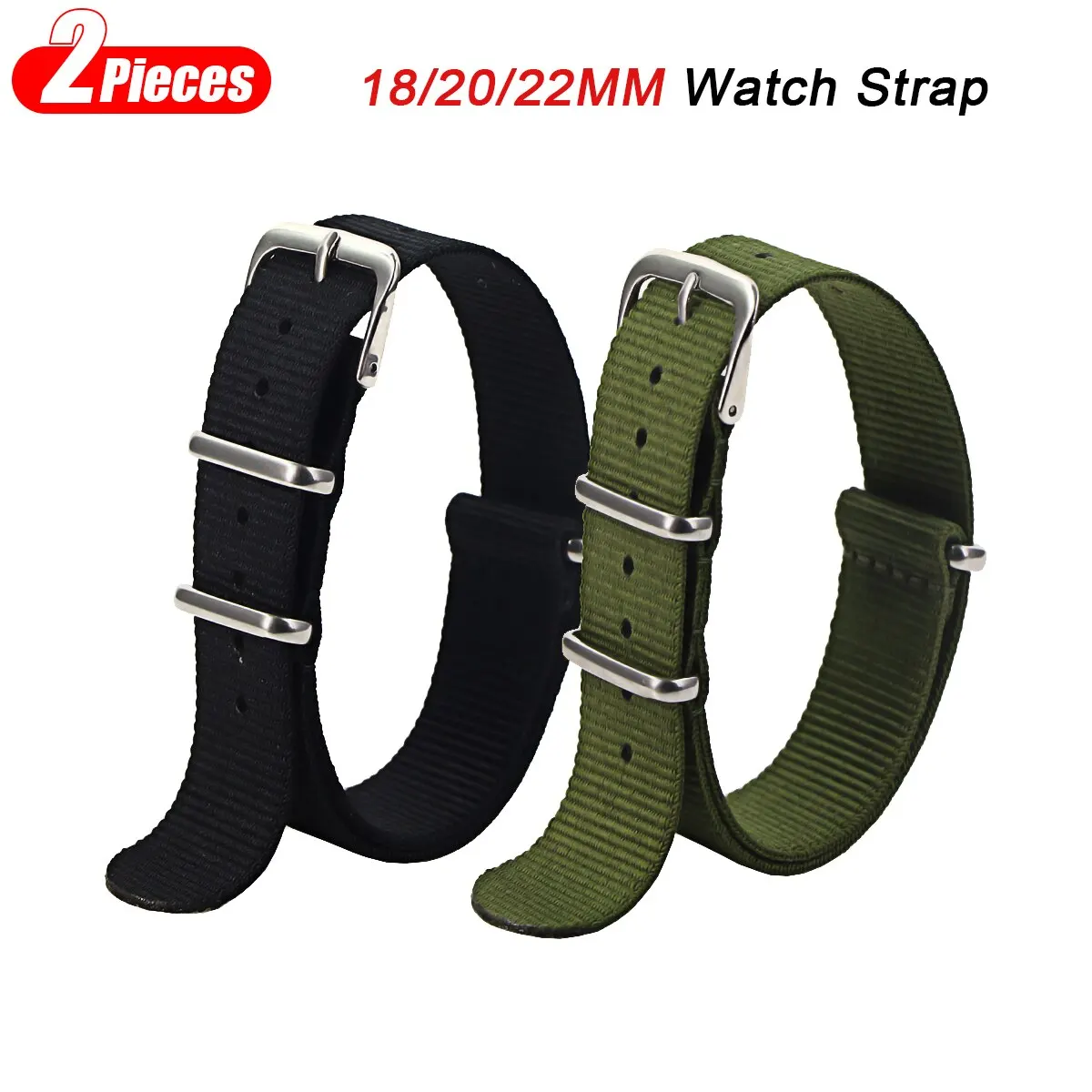 2pcs 18mm 20mm 22mm Watch Strap for Garmin Fossil Band Nylon Watchband for Samsung Amazfit Huawei Xiaomi Army Sports Wristband