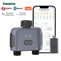 Insoma Automatic Zigbee/Wifi Water Timer with Hube 2-Outlet Garden Smart Irrigation Watering System Sprinkler Programmer Tools