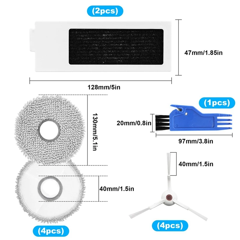 Replacement Accessories Kit For Ecovacs Deebot T20 Omni/T20/T20 Max/T20 Pro Robot Vacuums HEPA Filters Side Brushes Mop Cloths