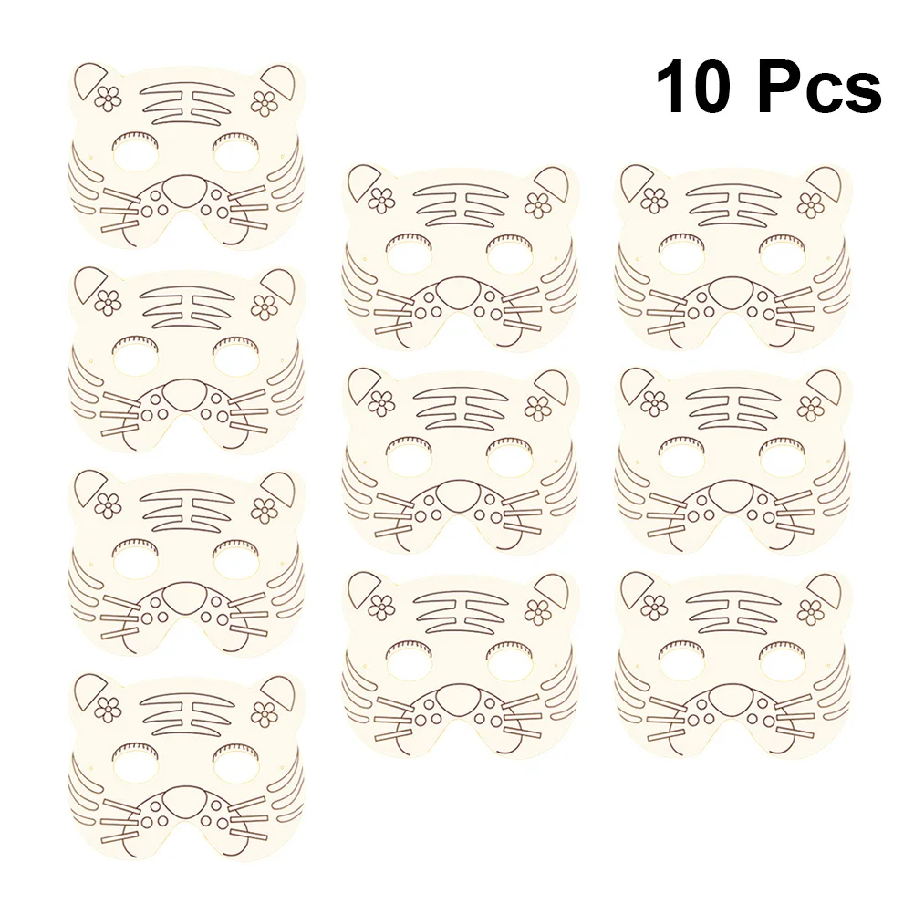 

10Pcs DIY Mask Materials Safe Durable Creative Design Children Painting Fun Pre Cut Cardboard Animal Masks White Mask