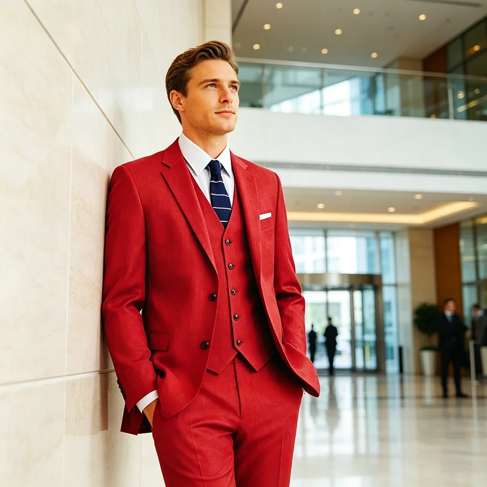 

Elegante Green Wedding Suit Men's Smoking Terno 3-Piece Ensemble Notch Lapel Jacket Pants Vest Fine Fit Business Outfit