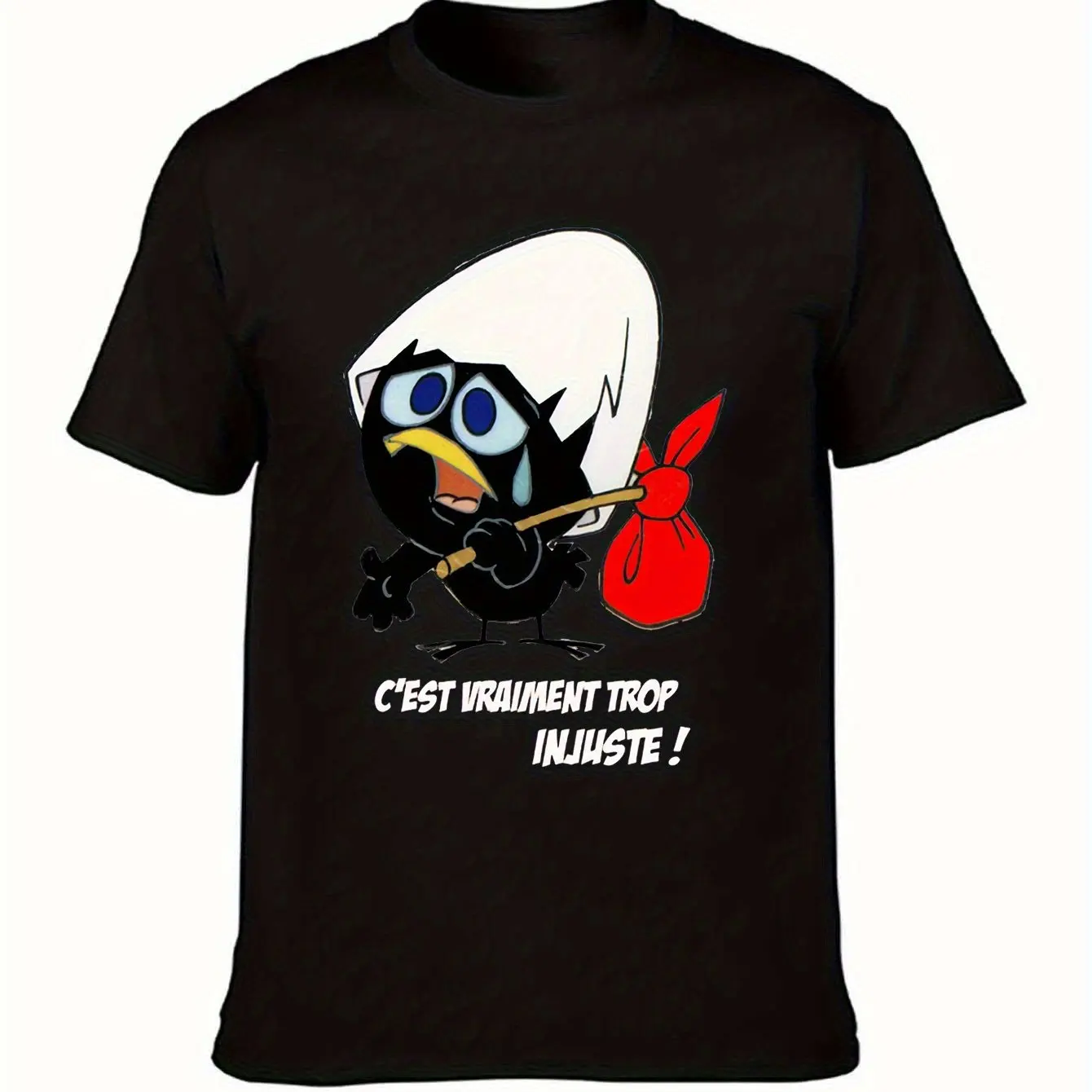 T-shirt col rond imprimé dessin animé T-shirt homme Calimero T-shirt femme Version doux confortable adapté aux sports décontractés