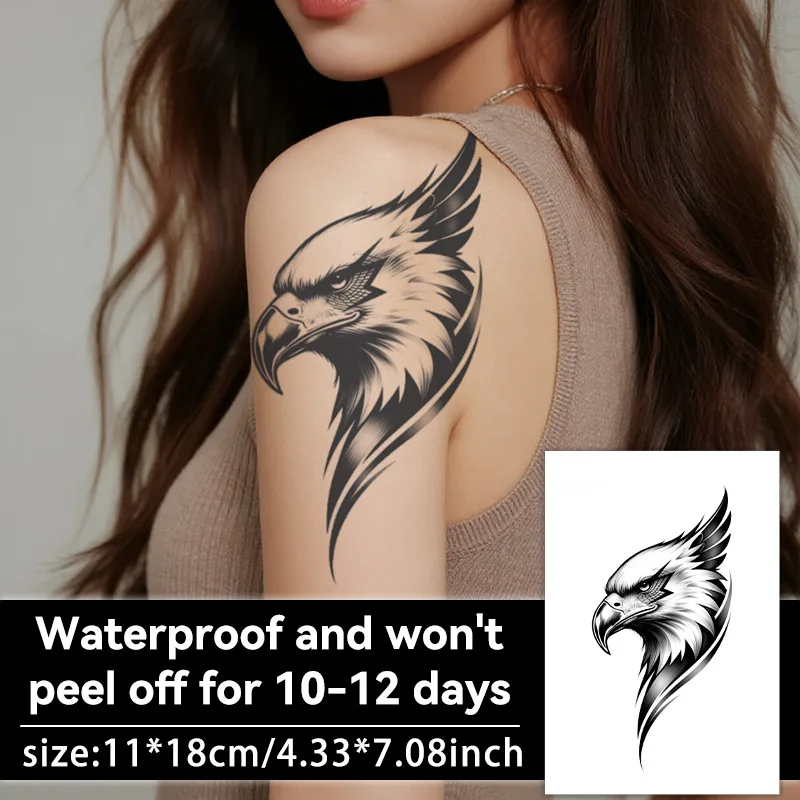 Tattoo Sticker Temporary Tattoo Herbal Juice Waterproof Long Lasting Eagle Pattern Body Art for Men Women Leg Arm