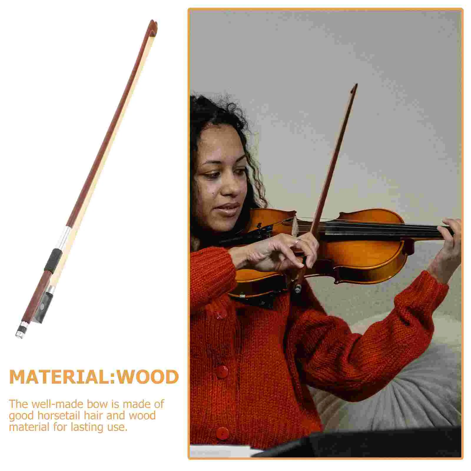 Violin Bow Musical Instrument Parts Classic Horsetail Hair Well Balanced Wooden Student