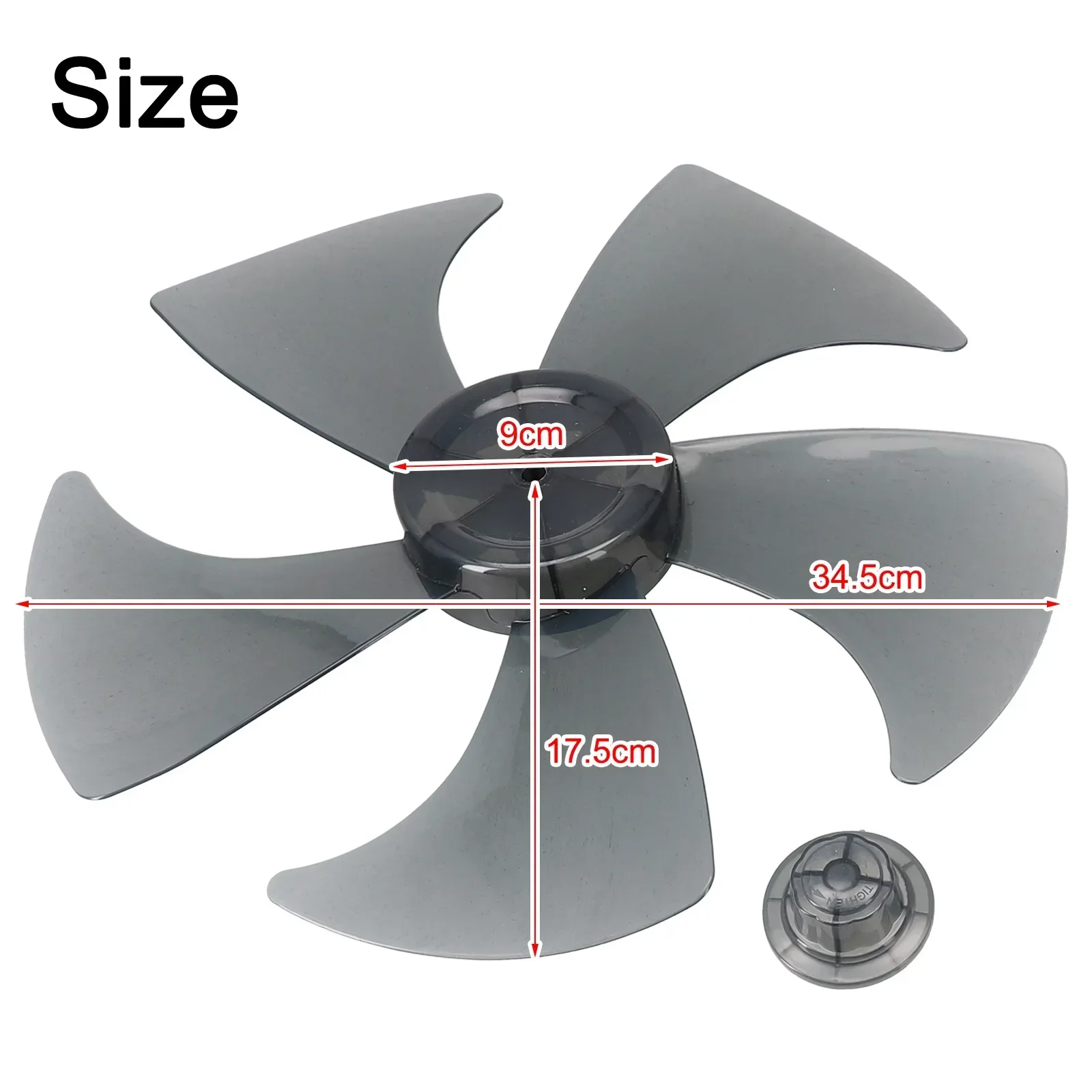 Pala del ventilatore in plastica per uso domestico da 14 pollici Cinque foglie con coperchio dado per parte di ricambio piedistallo per ventola da tavolo da 14 "/355 mm o ventola da tavolo